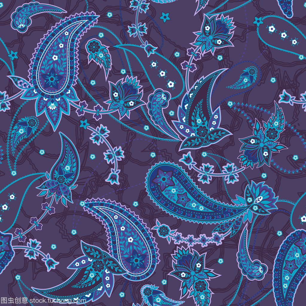 矢量無縫溫柔浪漫花佩斯利圖案